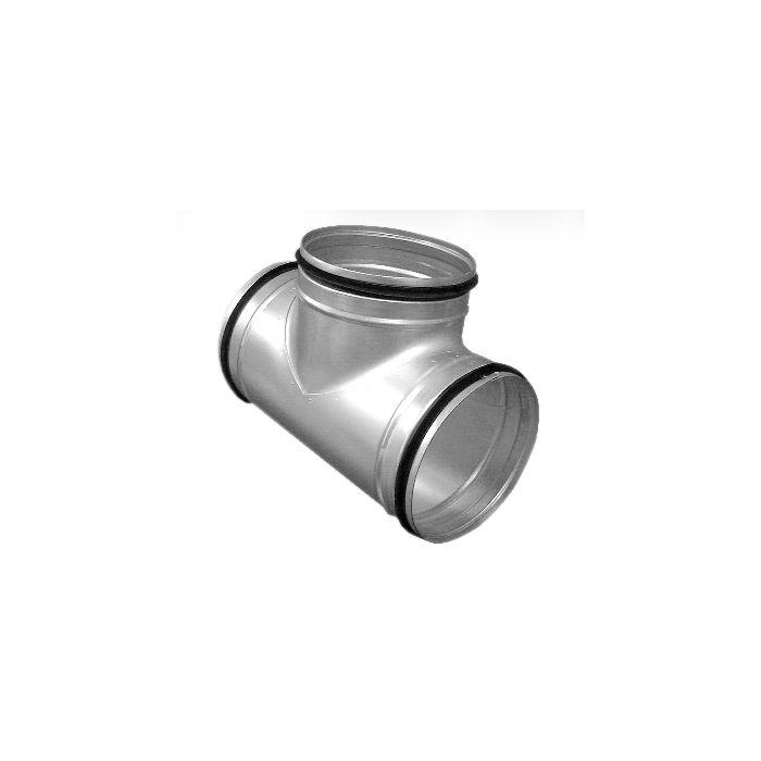 Spiro T-stuk 90° Ø 125-080 mm. SAFE (met rubber) 125-080-125